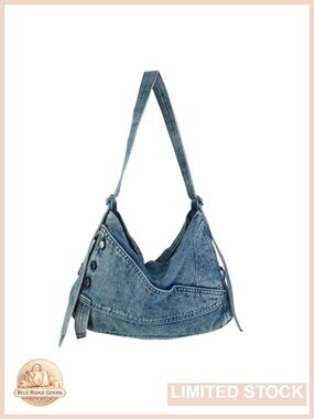 Retro Denim Hobo Shoulder Bag Adjustable Strap Large Tote Handbag